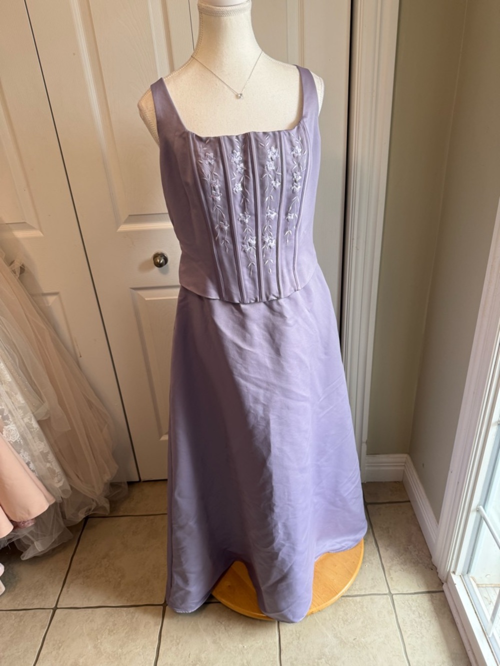 Eden Bridals Lavender Satin Strapless Dress